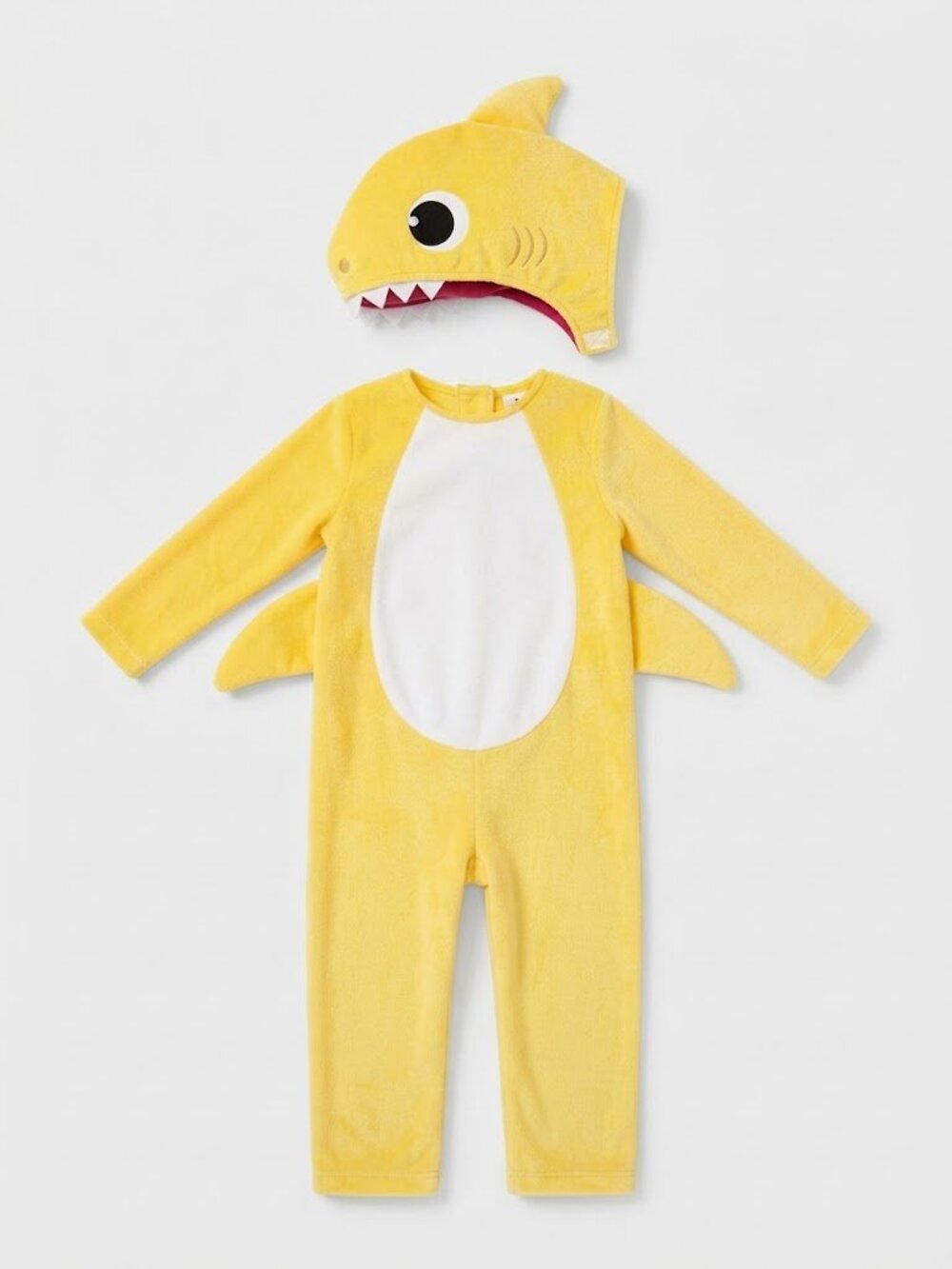Pinkfong Baby Shark Toddler Costume Yellow Jumpsuit Hood Halloween Size 2T